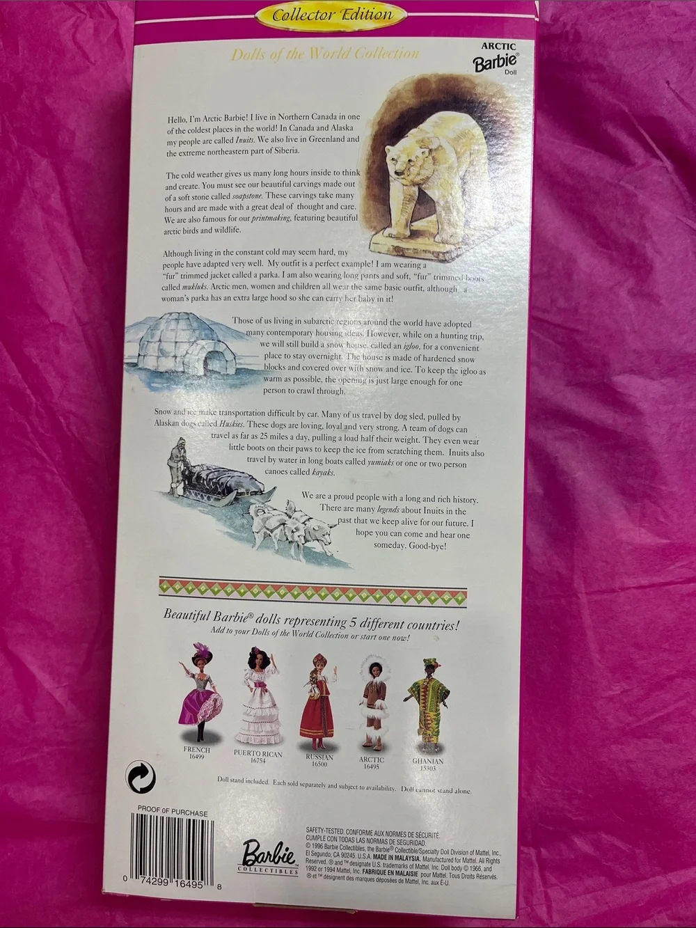 1996 Arctic Barbie Dolls of the World Collection NRFB